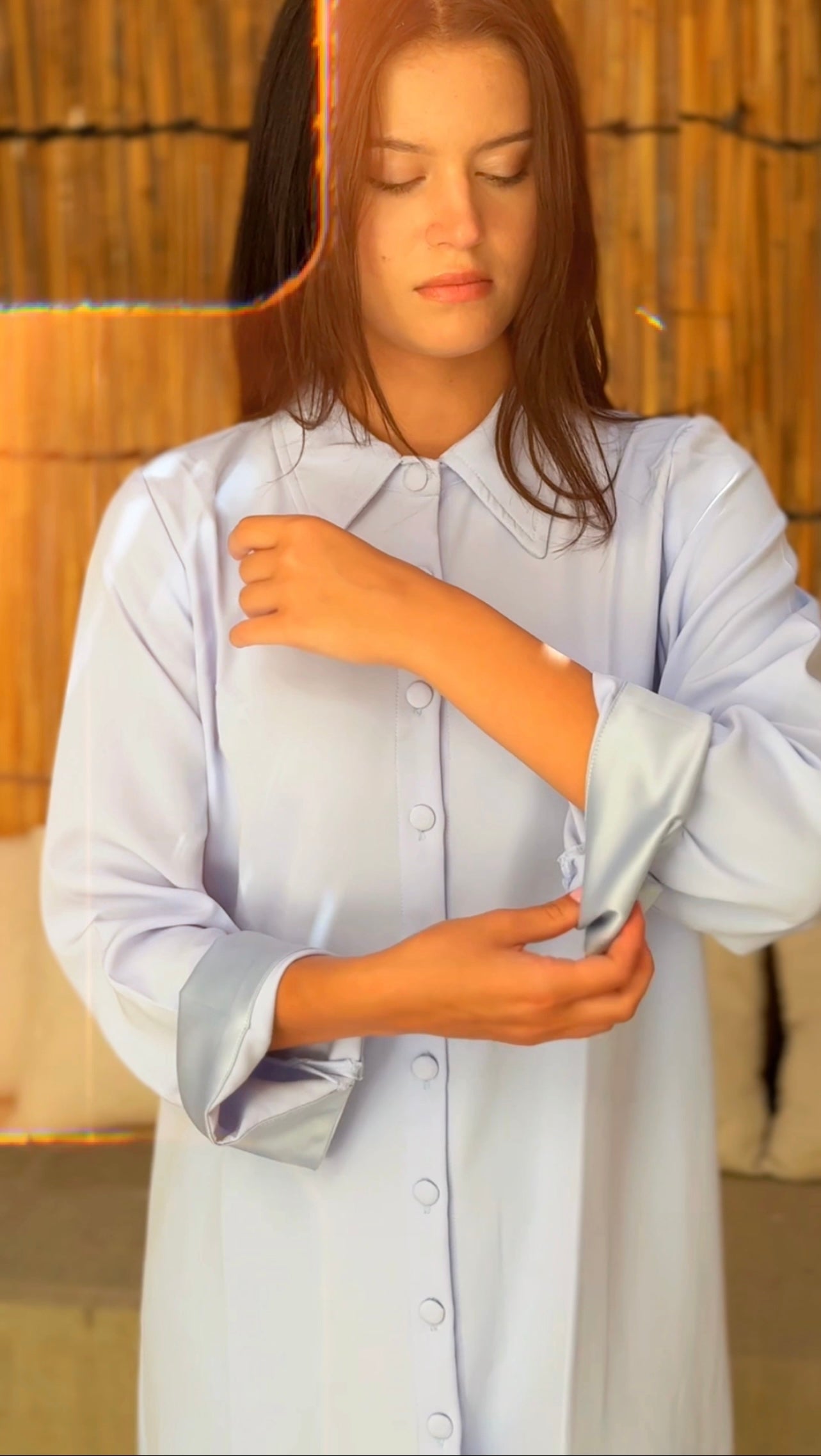 Baby blue long shirt dress