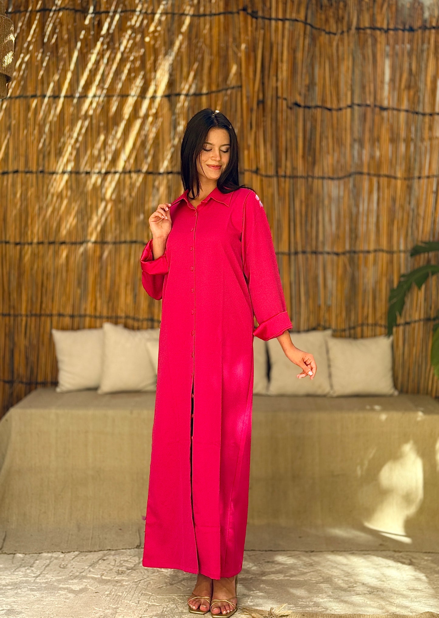 Fuchia long shirt dress