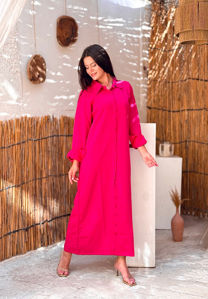 Fuchia long shirt dress