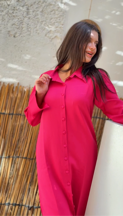 Fuchia long shirt dress