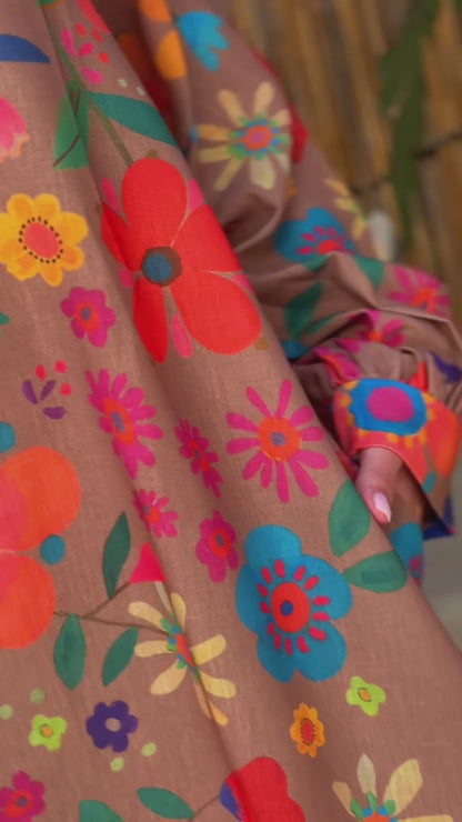Floral linen dress