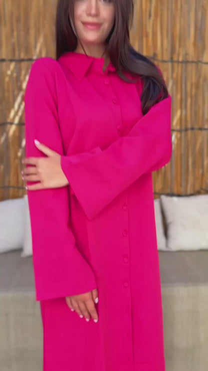 Fuchia long shirt dress